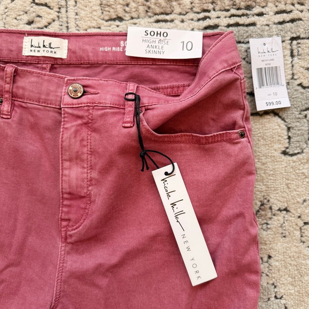 Nicole Miller SoHo High Rise Rose Pink Skinny Jeans - Picture 3 of 10
